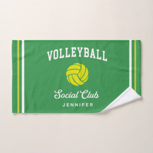 Green Volleyball Social Club Custom Name Hand Towel
