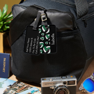Green Volleyball Sport Pattern  Luggage Tag