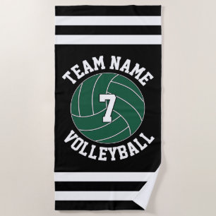 Green Volleyball Team Name & Player Number Custom Beach Towel
