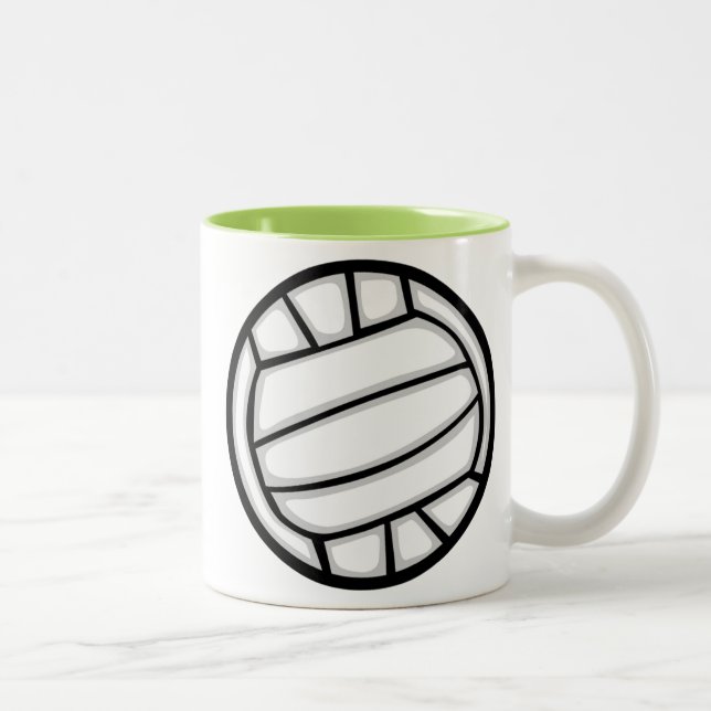 Green Volleyball Two-Tone Coffee Mug (Right)