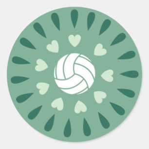 Green Volleyballs Kaleidoscope Pattern Classic Round Sticker
