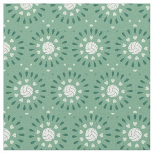 Green Volleyballs Kaleidoscope Pattern Fabric
