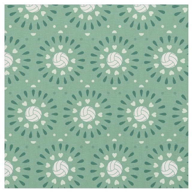 Green Volleyballs Kaleidoscope Pattern Fabric (Close Up)