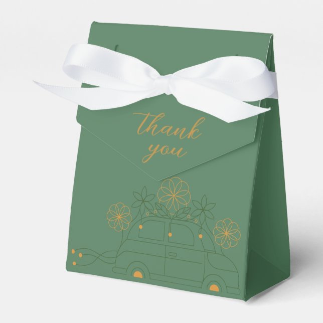 Green Vosvos Minimal Wedding Favour Box (Front Side)