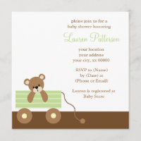 Green Wagon Bear Baby Shower