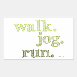 GREEN WALK JOG RUN (font SHADED) Rectangular Sticker