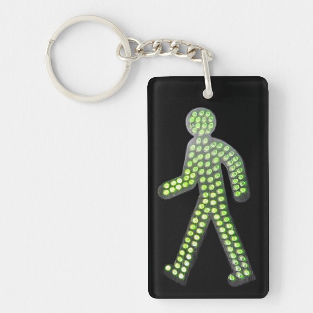 Green "WALK" traffic-light figure Key Ring (Front)