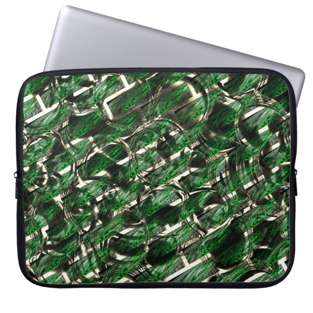 Green 'wall' effect and darkest bubbles? laptop sleeve (Front)