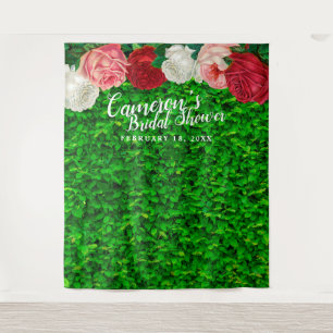 Green Wall Garden Floral Bridal Shower Backdrop Tapestry