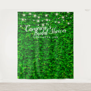 Green Wall Twinkling Lights Bridal Shower Backdrop Tapestry