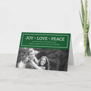 Green Warm Wishes Joy Love Peace Holiday Photo Card