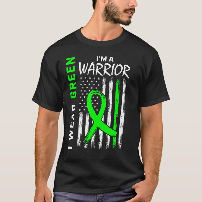 Green Warrior Kidney Disease Cerebral Palsy Awaren T-Shirt (Front)