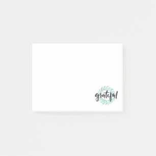 Green Water Color Grateful Wreath Fall Gratitude Post-it Notes