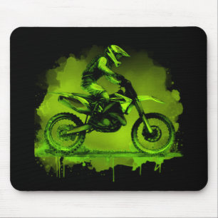Green Water Colour Dirt Bike Mouse Pad