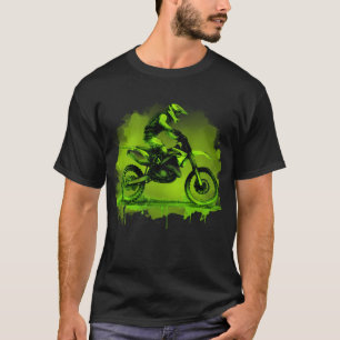Green Water Colour Dirt Bike T-Shirt