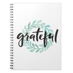 Green Water Colour Grateful Wreath Fall Gratitude Notebook
