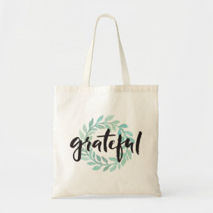 Green Water Colour Grateful Wreath Fall Gratitude Tote Bag