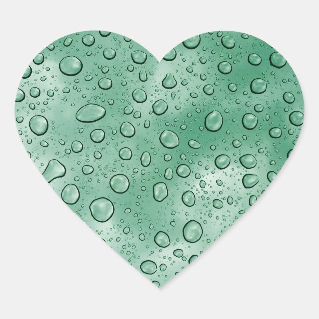 Green Water Drip Fun  Heart Sticker (Front)