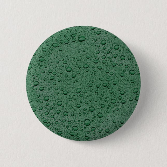 Green water droplets 6 cm round badge (Front)