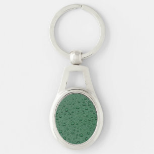 Green water droplets key ring