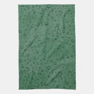 Green water droplets tea towel