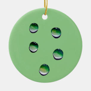 Green water drops water art ceramic ornament
