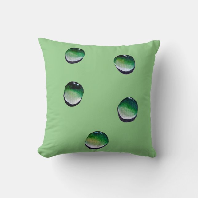 Green water drops water art cushion (Front)