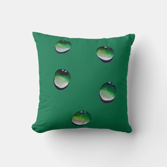Green water drops water art cushion (Front)