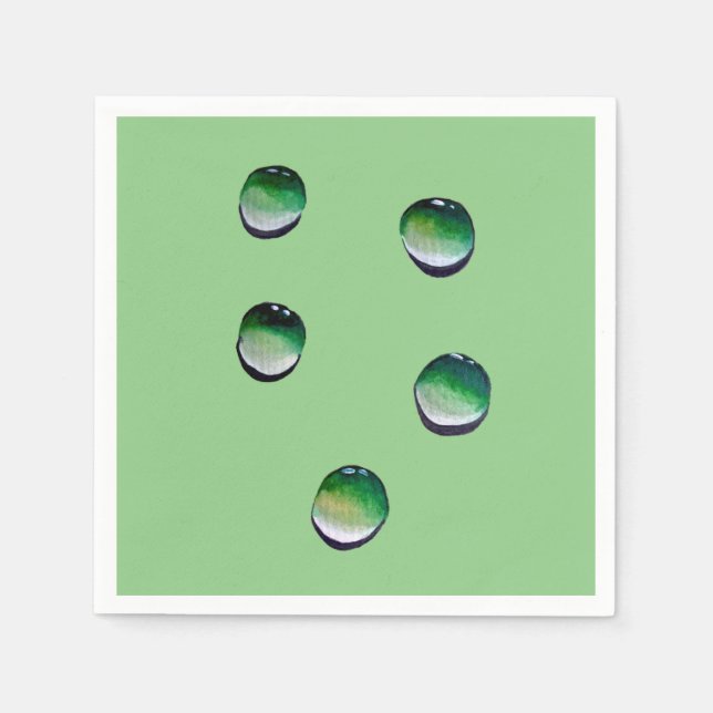 Green water drops water art napkin (Front)