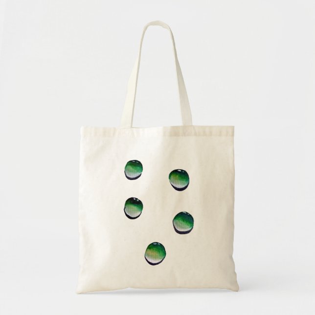 Green water drops water art tote bag (Front)