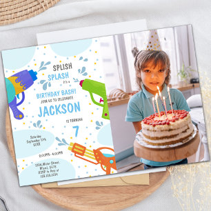 Green Water Gun Invitations with photo