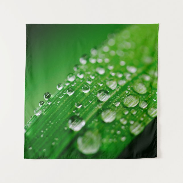Green water leaf dew nature grass tapestry (Front)