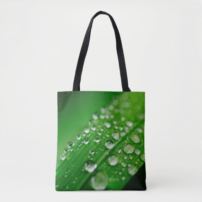 Green water leaf dew nature grass tote bag (Front)