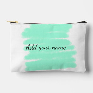 Green watercolor add name text message here throw accessory pouch