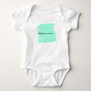 Green watercolor add name text message here throw baby bodysuit
