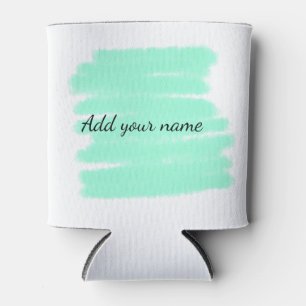 Green watercolor add name text message here throw can cooler