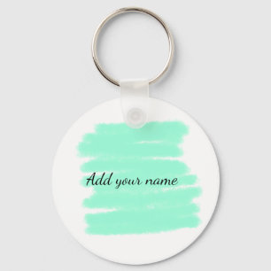 Green watercolor add name text message here throw  key ring