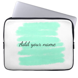 Green watercolor add name text message here throw laptop sleeve