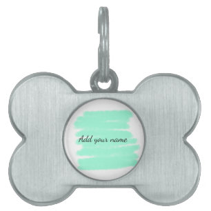 Green watercolor add name text message here throw pet ID tag
