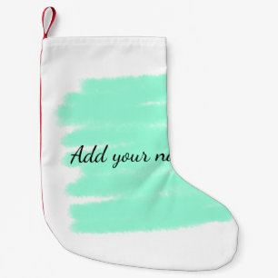 Green watercolor add name text message here throw small christmas stocking