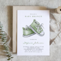 Green Watercolor Baby Shoes Baby Brunch