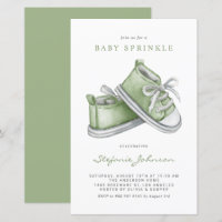 Green Watercolor Baby Shoes Baby Sprinkle Invite