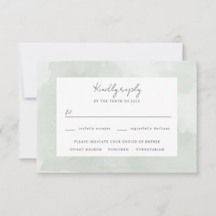 Green watercolor background wedding rsvp card