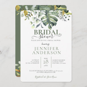 Green Watercolor Botanical Bridal Shower Invitation