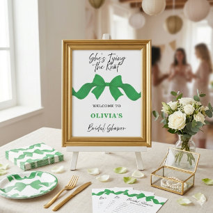 Green Watercolor Bow Bridal Shower Welcome Sign
