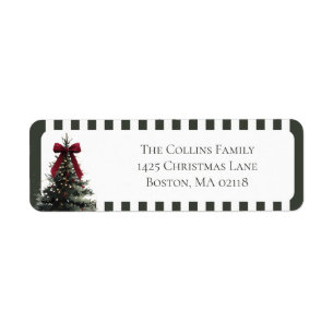 Green Watercolor Christmas Tree Return Address Label