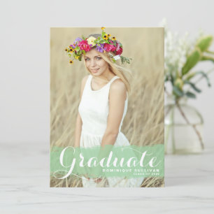 Green Watercolor Class of 2022 Photo Graduation Announcement