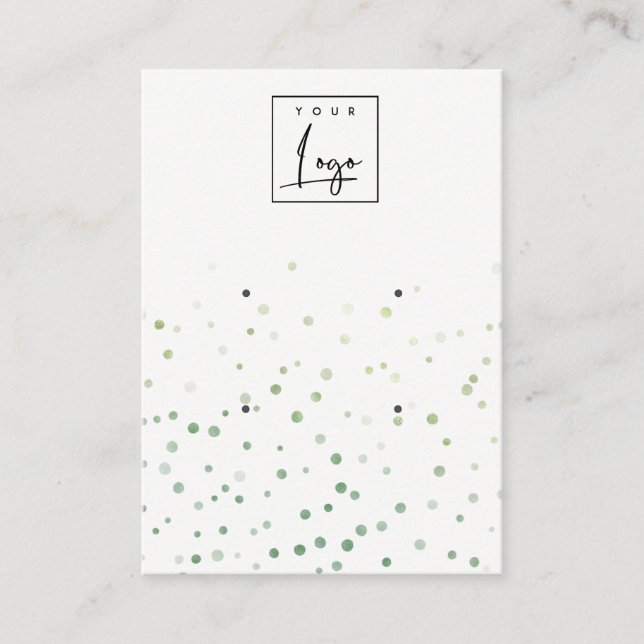 Green Watercolor Confetti 2 Logo Earring Display Business Card (Front)