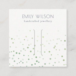 Green Watercolor Confetti Bow Hair Clip Display Square Business Card