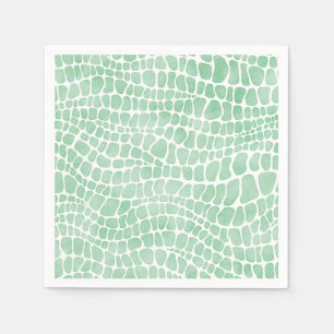 Green Watercolor Crocodile Skin Pattern Napkin